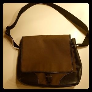 PRADA leather and canvas messenger bag